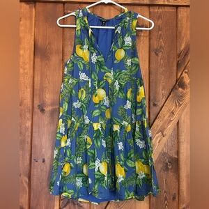 AQUA Frills and Florals Lemon Print Dress